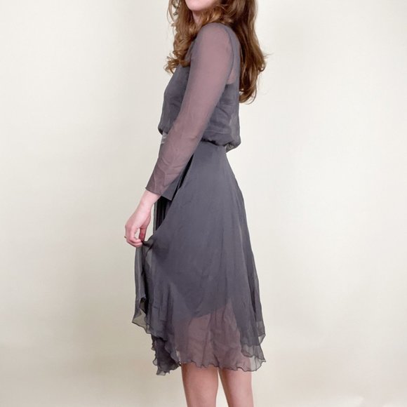 Vintage 100% Silk 4 Piece Set Midi Skirt Sheer Matching Coordinating Formal Chic - Picture 3 of 9